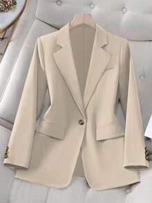 Damen Lässig Elegant einfarbige leichte Lange Ärmel Blazer Jacke, vielseitig einsetzbar für den Arbeitsweg