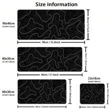 1 pieza Alfombrilla de ratón extra grande con diseño de curvas topográficas, base antideslizante y bordes cosidos, escritorio o almohadilla minimalista blanca para oficina o juegos de computadora