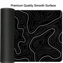 1 pieza Alfombrilla de ratón extra grande con diseño de curvas topográficas, base antideslizante y bordes cosidos, escritorio o almohadilla minimalista blanca para oficina o juegos de computadora