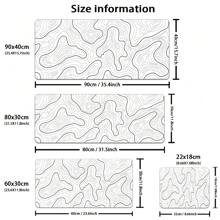 1 pieza Alfombrilla de ratón extra grande con diseño de curvas topográficas, base antideslizante y bordes cosidos, escritorio o almohadilla minimalista blanca para oficina o juegos de computadora