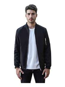 Chaqueta Ligera Para Caballero Y Chamarra Casual Para Hombre - Negro - Ver 3