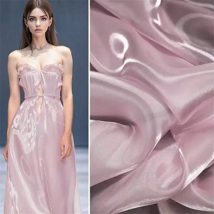 1 szt. Tkanina tiulowa z organzy z płynnym brokatem, bardzo gęsta, błyszcząca kryształowa organza, szerokość 57", długość 36/108/180", gramatura tkaniny 33 g/m² - wielobarwność - Zobacz 1