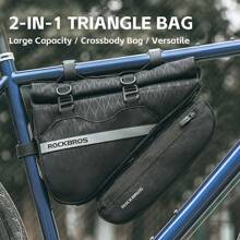 ROCKBROS Bicycle Bag Set 2-In-1 Removable Triangle Bag Handlebar Bag Frame Bag Triangle Bag For MTB Road Bike E-Bike 1.3 L To 0.7 L Black - Black - View 6