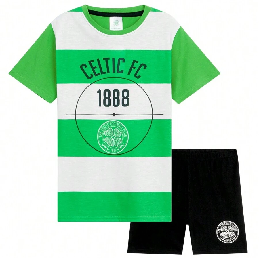 Celtic F.C. Sports Fan Short Pyjama Set Cotton Lounge Wear Gift