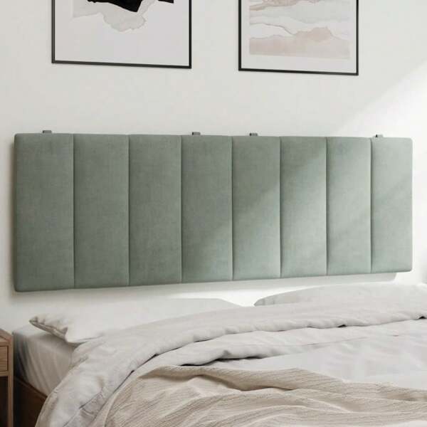 vidaXL Coussin de tête de lit gris clair 140 cm velours