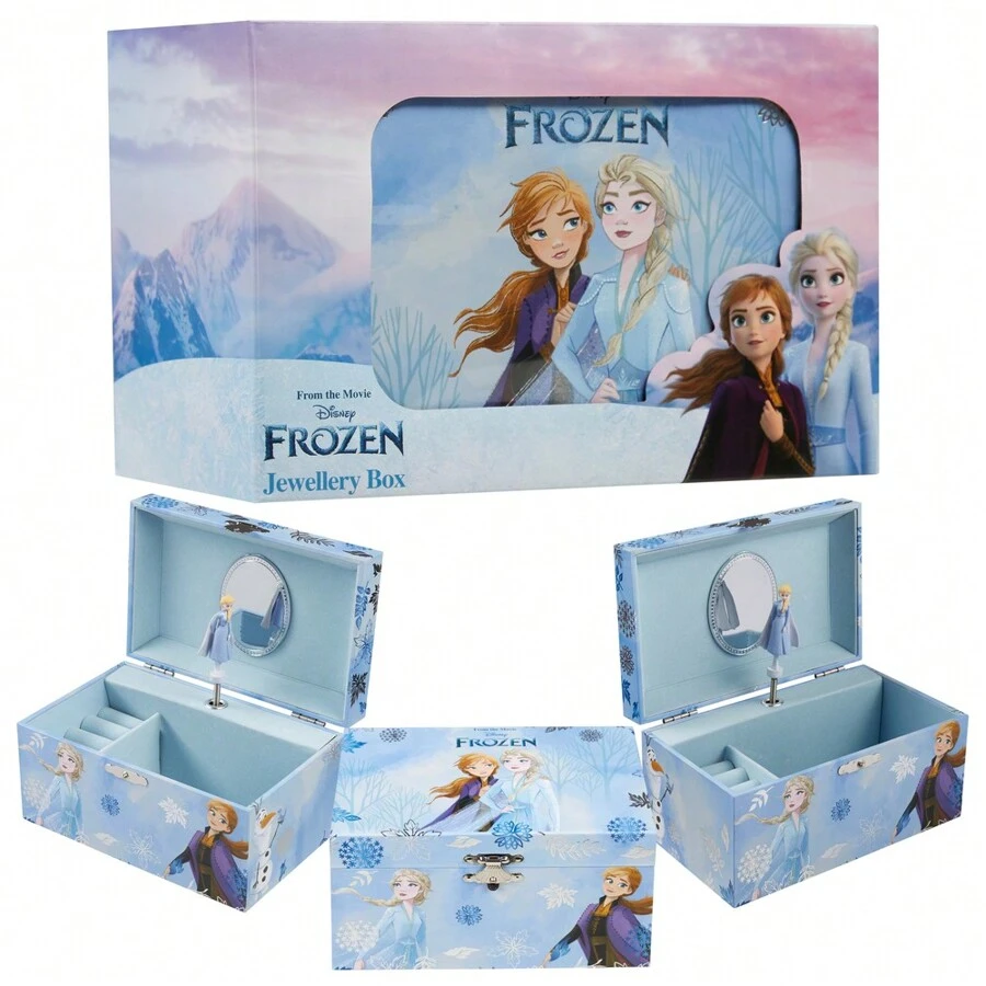 Disney Stitch Jewellery Box Musical Wind Up Spinning Figure Frozen Memory Keepsake Ring Slots Organiser Bedroom DecGift - Multicolor - View 1