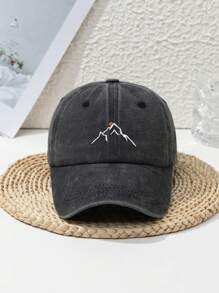 Boné de beisebol unissex ajustável com estampa de sol, montanha e pôr do sol, bordado em poliéster, estilo casual para esportes ao ar livre, praia e rua, para todas as estações