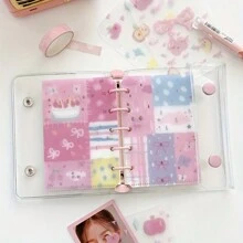 Bộ bìa cứng trong suốt M5 A8 có nơ hồng, ngăn chia hình ảnh, lịch, túi đựng đồ, trang bên trong, phong bì, nhiều trang bổ sung, đồ dùng văn phòng phẩm phù hợp cho sổ kế hoạch album ảnh, sổ tay kế hoạch tiết kiệm, thử thách, lập kế hoạch ngân sách - Hồng - Xem 6