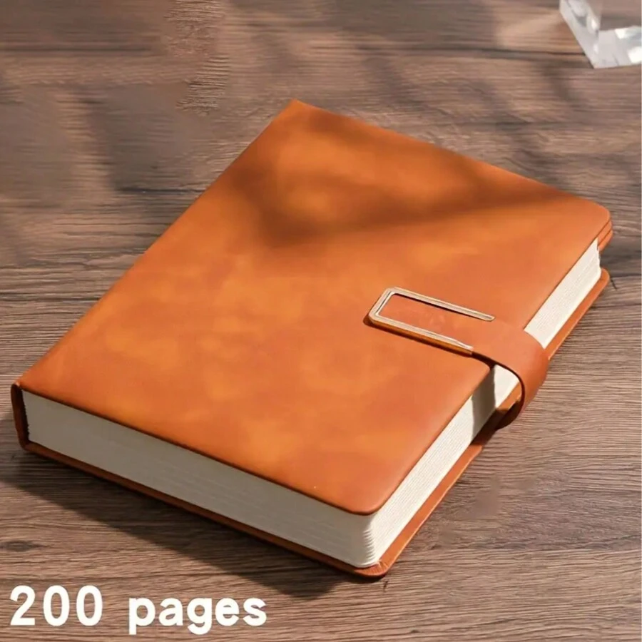 复古 A5 皮革笔记本，配有个性化软封面和书签 - 非常适合商务会议和大学生活，柔软仿麂皮材质，学校用品，返校 - A5 - 查看 1