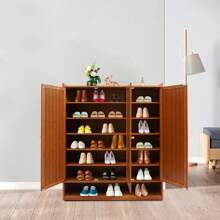 Bamboo Shoe Storage Cabinet With Doors, 8 Tier Free Standing Shoe Racks, 30 Pair Tall Shoe Rack Entryway Shoe Cabinet For Hallway Living Room - 棕色 - 查看 9