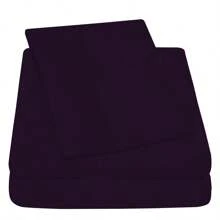 Luxurious Ultra Soft 3-Piece Bamboo Fiber Bed Sheet Set With Deep Pockets - Twin - Eggplant - View 3