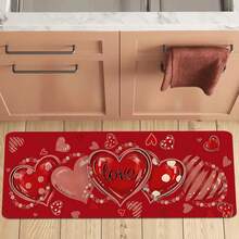 1/2pcs Valentine's Day Theme Kitchen Rug Set - Non-Slip Polyester Mats, Machine Washable, Rectangular Red Heart Design For Anniversary, Wedding, Kitchen Decor, Valentine's Day Gift, Valentine's Day Decoration - Multicolor - View 7