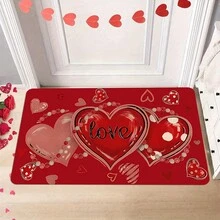 1/2pcs Valentine's Day Theme Kitchen Rug Set - Non-Slip Polyester Mats, Machine Washable, Rectangular Red Heart Design For Anniversary, Wedding, Kitchen Decor, Valentine's Day Gift, Valentine's Day Decoration - Multicolor - View 8