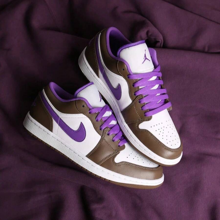 Nike Air Jordan 1 Low Purple Mocha 553558-215 Men's Fashion Sneaker New - Brown - View 1