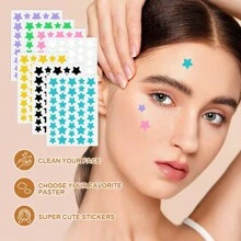 560 件/1120 件，星形贴纸套装，不含酒精，不含香料，适合所有皮肤类型，可日夜使用，最佳圣诞礼物。可用于遮盖面部缺陷和瑕疵，并装饰面部。