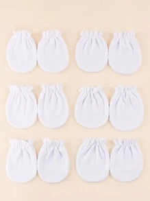 6 Pares/pack Guantes Antiarañazos Para Recién Nacidos, 0-3m, Multicolor Y Varios Estilos - Blanco - Ver 3