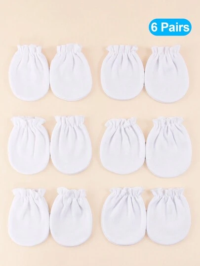 6pairs/pack Newborn Baby Antiscratch Gloves, 0-3m, Multicolor And Various Styles