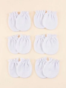 6 Pares/pack Guantes Antiarañazos Para Recién Nacidos, 0-3m, Multicolor Y Varios Estilos - Blanco - Ver 2
