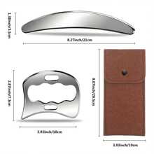 二合一不锈钢刮痧肌肉刮痧工具，肌筋膜刮痧工具，适用于物理按摩和软组织按摩。 - 銀色 - 查看 2