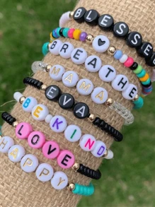 300 Assorted Letters Round Beads Alphabet Vowels Consonants Beads Crafts Jewelry - Trắng và Đen - Xem 3