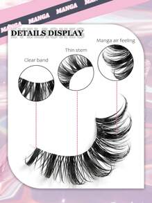 Asiteo 5 Pairs Cartoon Style Faux Mink Cat Eye False Eyelashes, Natural & Thick With Transparent Band, Eyelash Extensions, Travel Essential Makeup Tool - Bulu Mata Alami - View 2