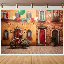 1 件意大利主题派对意大利建筑背景照片道具、派对家居装饰、派对墙壁装饰、派对背景装饰、派对装饰用品