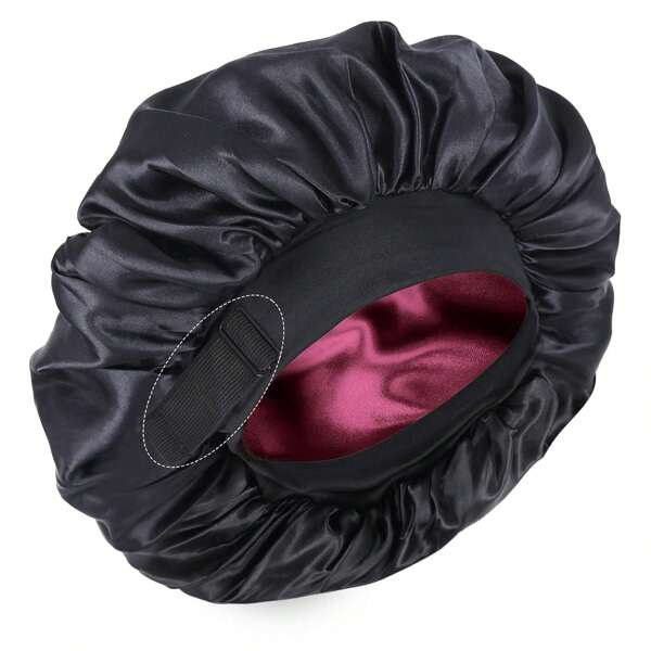 AliLeader Large Size 38cm Silk Bonnet For Sleeping Double Layer Satin Bonnet Adjustable Bonnets For Sleep Cap Reversible Hair Bonnet For Curly Hair