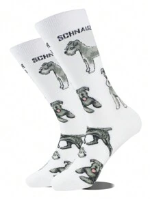 1/6 Pairs Of Men's Black And White, New Pet Animal Dog Socks Fashion Unisexes Stockings, Comfortable And Breathable, Deodorant And Sweat Absorption, Suitable For Men Outdoor Sports, Eye-Catching Fashion Socks On The Street