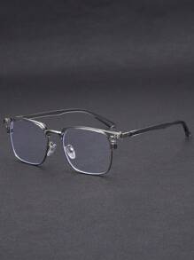 1 Stück Herren Metallhalb-Rahmen Business Retro Nicht-Rezept Brille, geeignet für den täglichen Gebrauch, Computerspiele, Büroarbeit