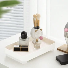 1 pieza Bandeja decorativa de forma redonda de madera blanca con patrón de grano moderno y minimalista, para uso diario en la sala de estar, el recibidor, el Día de San Valentín, vuelta al colegio - Blanco - Ver 9