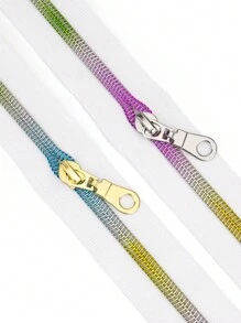 1 套（177.17 英寸拉链 + 10 个拉链头），5 号彩虹渐变拉链齿，白色，尼龙拉链，可选浅金色或银色拉链头，可自由修剪至所需长度，适用于服装、箱包、笔记本等。 - 多色 - 查看 4