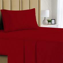 Luxurious Ultra Soft 3-Piece Bamboo Fiber Bed Sheet Set With Deep Pockets - Twin - Burgundy - View 1
