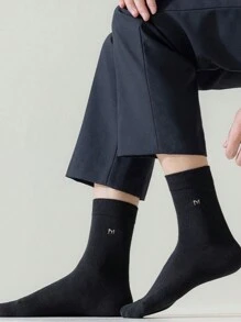 10双装男士商务休闲袜，抗菌、透气、吸湿排汗、防臭，中筒长度，字母图案 - 可机洗，秋季款