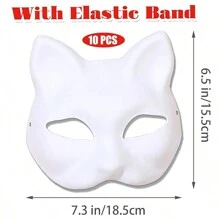 10 piezas Máscaras de gato DIY pintadas de blanco, máscaras en blanco de media cara para disfraz de animales, disfraces de Halloween, herramientas de maquillaje. [Uso versátil]: Las máscaras de gato son adecuadas para todas las personas y son un accesorio multifuncional para diversas ocasiones.