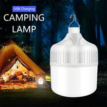 Linterna recargable por USB para exteriores, bombillas LED, farol portátil para iluminación nocturna, luz de alta luminosidad con gancho, para emergencias, aventura, camping, pesca