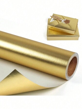 Matte Metallic Wrapping Paper, Solid Color Paper, Gift Wrapping Paper, Perfect For Weddings, Valentine's Day, Birthdays, DIY Bouquets, Metallic Texture Gift Wrapping Paper, Accessories DIY Element Decorative Paper, Solid Color Pattern, Start & Moon, Matte Wrapping Paper(Gold)
