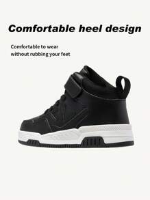1 Pair Boys & Girls Colorblock Patchwork Christmas Decor High-Top Kids Sports Shoes Classic Fashion Kids Skate Shoes - Black - View 4