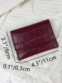 SOUTHLAND&KANGAROO Black Flip Cover Letter Embossed Small Wallet Coin Pocket Small Bifold Slim Wallet Thin Lightweight Multi Layer Portable ID Card Card Malist Fashion Modern For Anniversary For Christmas On Valentine's Day For Birthday Gift For Gift For Couple For For Girls For Lady For Female Bag School Supplies For School Dorm Room & Back To School Card Holder Card Holder Wallet Business Card Holder Credit Card Holder Card Holder Women For Women Wallet Mini Wallet Purse Wallet Card Wallet - Burgundy - View 5