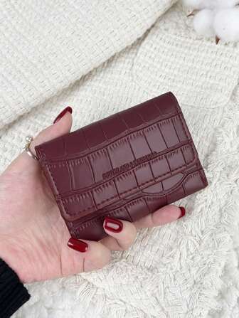 SOUTHLAND&KANGAROO Black Flip Cover Letter Embossed Small Wallet Coin Pocket Small Bifold Slim Wallet Thin Lightweight Multi Layer Portable ID Card Card Malist Fashion Modern For Anniversary For Christmas On Valentine's Day For Birthday Gift For Gift For Couple For For Girls For Lady For Female Bag School Supplies For School Dorm Room & Back To School Card Holder Card Holder Wallet Business Card Holder Credit Card Holder Card Holder Women For Women Wallet Mini Wallet Purse Wallet Card Wallet