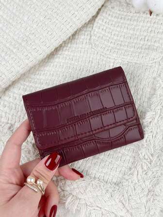 SOUTHLAND&KANGAROO Black Flip Cover Letter Embossed Small Wallet Coin Pocket Small Bifold Slim Wallet Thin Lightweight Multi Layer Portable ID Card Card Malist Fashion Modern For Anniversary For Christmas On Valentine's Day For Birthday Gift For Gift For Couple For For Girls For Lady For Female Bag School Supplies For School Dorm Room & Back To School Card Holder Card Holder Wallet Business Card Holder Credit Card Holder Card Holder Women For Women Wallet Mini Wallet Purse Wallet Card Wallet