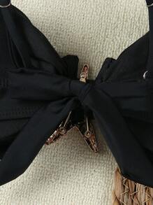 New Sexy Casual Starfish Solid Bikini Swimsuit, Suitable For Beach, Holiday, Party, Date In Spring/Summer - Black - View 5