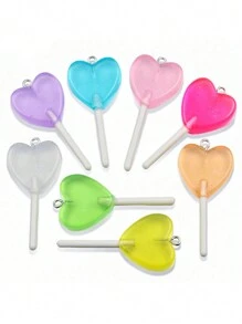 10pcs DIY Resin Acrylic Accessories - Star, Heart And Lollipop Shaped Pendants For Bag, Bracelet And Holiday Gifts