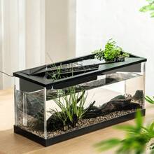 Small Fish Tank, Aquarium Tank With Build-In Light, Water Pump, Clear Cover, Landscaping System, High Transparency Acrylic Rectangular Fish Tank For Living Room