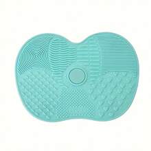 1pc Silicone Apple Shaped Brush Cleaning Mat With Suction Cup, Portable Makeup Brush Cleaner