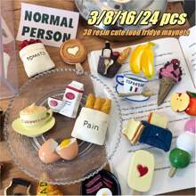 3/8/16/24pcs, Refrigerator Magnets, Simulation Food Fridge Magnets, Cute Decorative Magnets, Personalized Fridge Magnet For Kitchen Office Whiteboard Locker Cabinet And Dishwasher, Kitchen Decoration, Home Decoration, Mother's Day Gifts Birthday