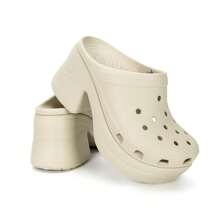 Crocs 男女通用木屐鞋，美人鱼设计，日常休闲 - 骨白色 - 查看 2