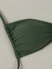 Sexy Metal Decor Lace-Up Women Bikini Swimwear Set, European And American Style, For Summer Beach Vacation - Army Green - View 5