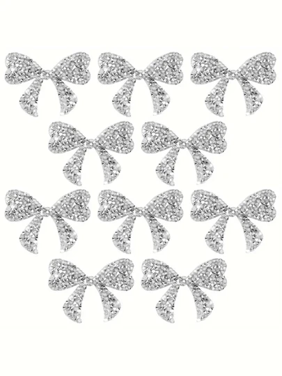 10pcs Sparkling Rhinestone Bow Patches For DIY Fashion - Perfect For Clothing, Shoes, Hats & Bags