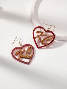 1 Pair Acrylic Game Day KC Team Earring , Kansas City Team Spirit Earring , American Football Rugby Team Cheering Earrings Jewelry For Women - Multicolor - View 14