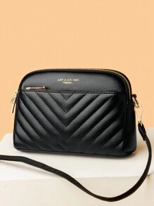 Bolso bandolera con relieve tipo litchi vintage, bolso de hombro de PU retro, bolso y monedero todo a juego para mujer
